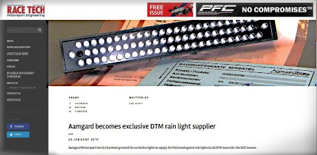 RaceTech 2017: Aamgard FIA Rain Lights for the DTM