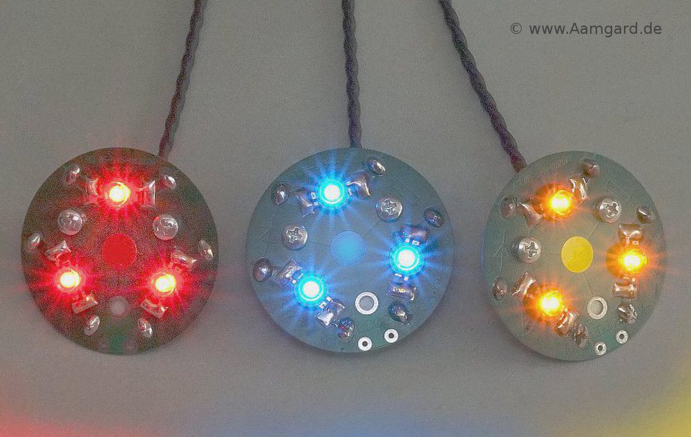 LED-PCBs rot - blau - gelb