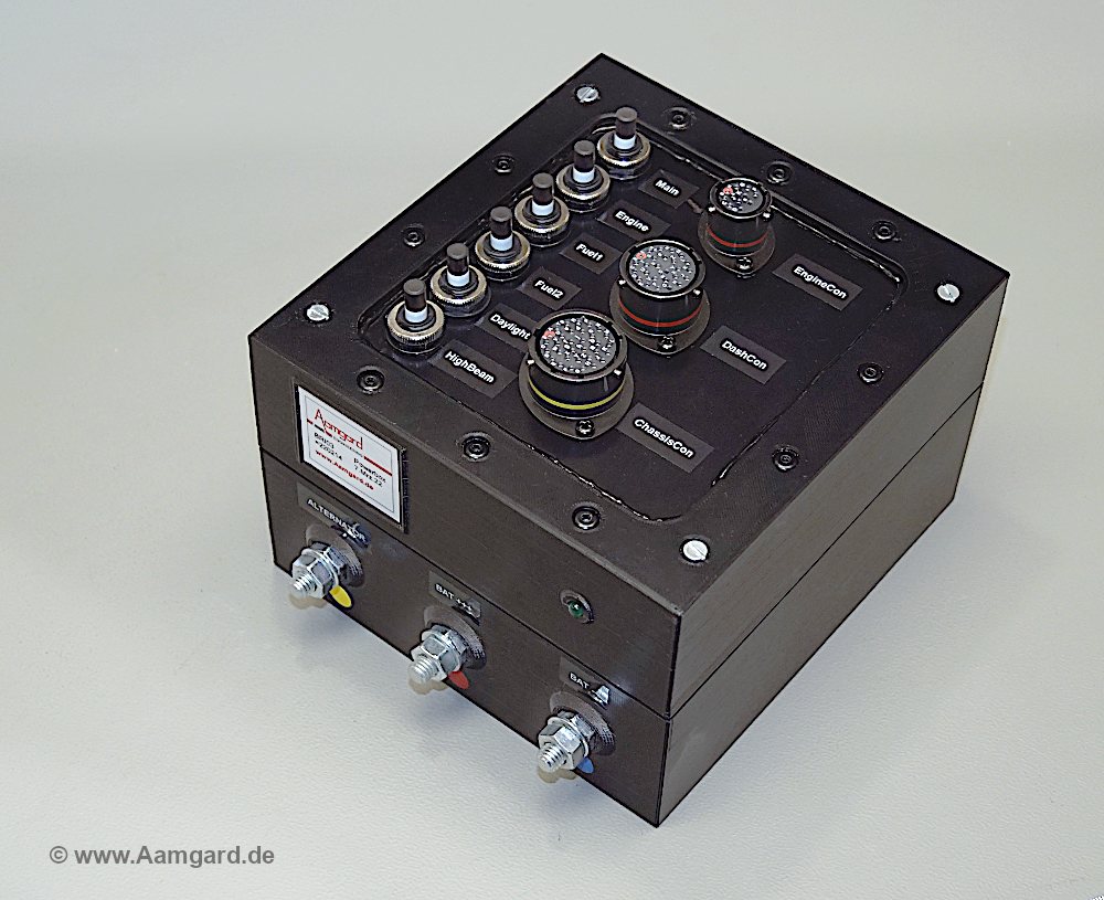 Stromverteilungsbox mit Relais und ETA-Schaltsicherungen