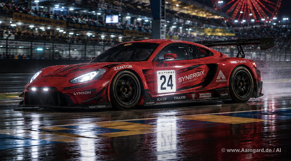 GT3 mit Elektrolumineszenzfolie / selbstleuchtender Startnummer
